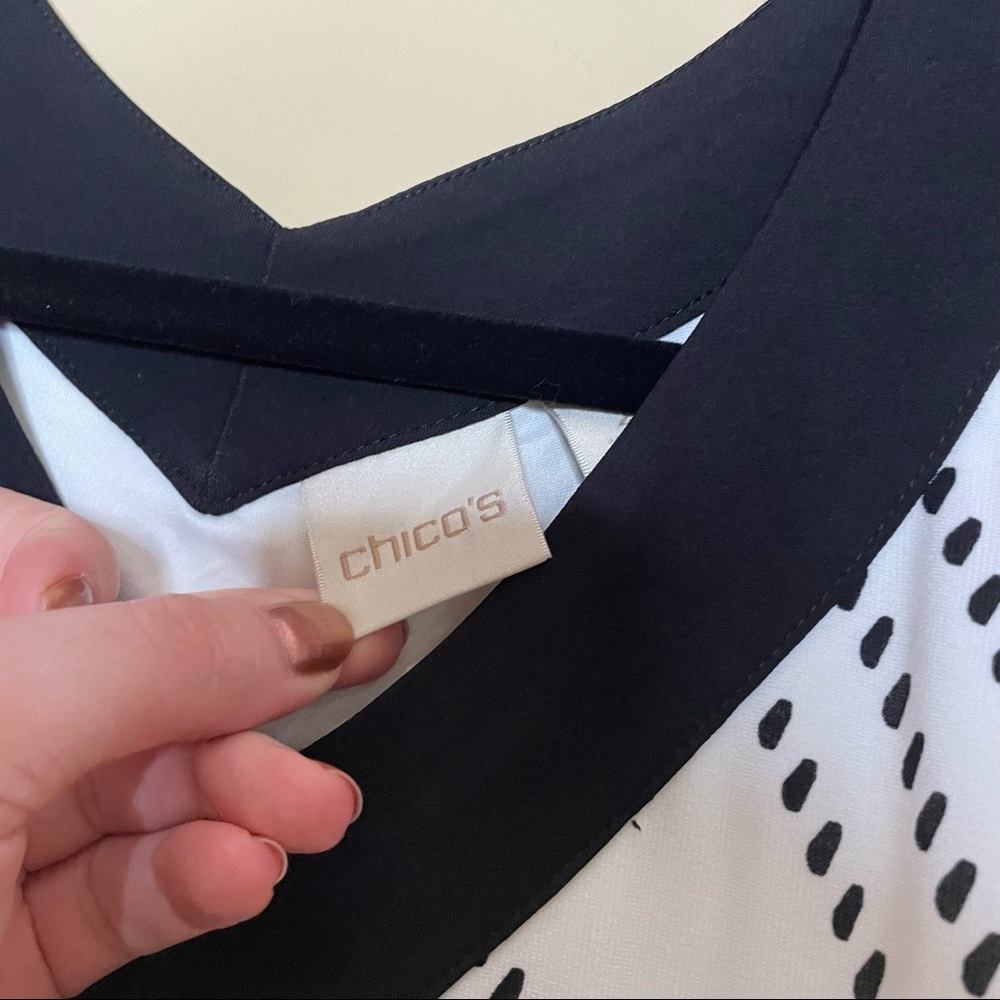 Chico’s Graphic Diamond Greta Maxi Dress Black & White Size L/12 - Picture 4 of 16